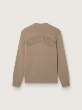 Suéter para hombre de algodón orgánico color topo claro con logotipo bordado