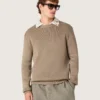 Suéter para hombre de algodón orgánico color topo claro con logotipo bordado
