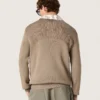 Suéter para hombre de algodón orgánico color topo claro con logotipo bordado