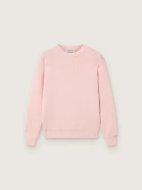 Suéter unisex rosa acanalado de Golden para niños con el logotipo de Golden en la espalda
