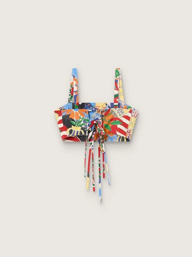 Top de algodón para mujer con estampado multicolor