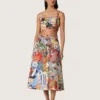 Falda de algodón para mujer con estampado multicolor