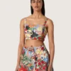 Top de algodón para mujer con estampado multicolor