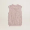 Top de malla con lentejuelas y detalles en contraste