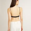 Top negro de croché con cristales para mujer