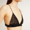 Top negro de croché con cristales para mujer