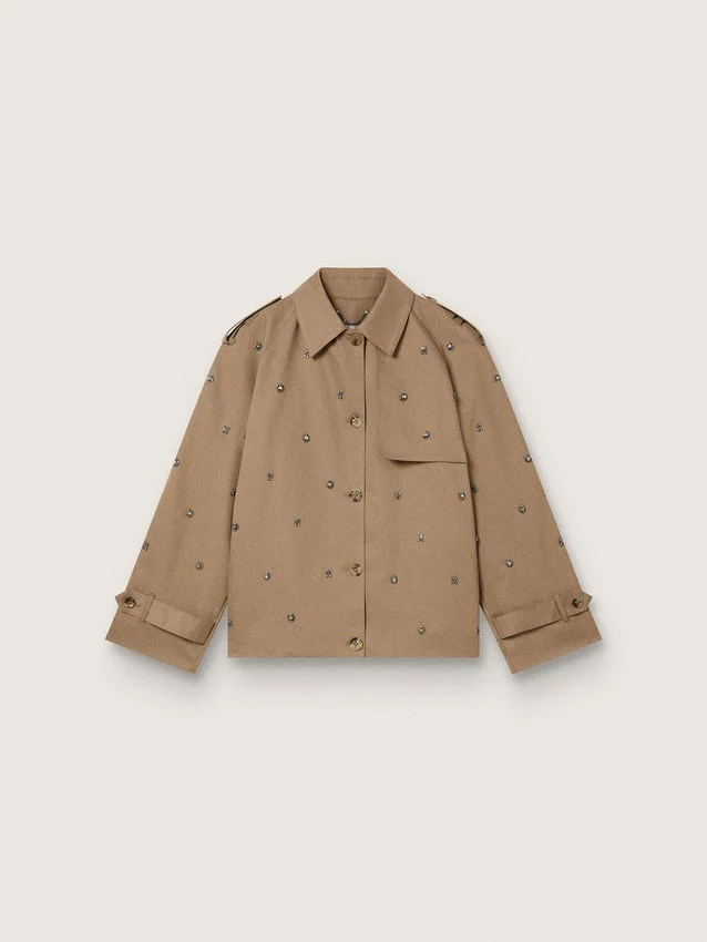 Trench oversize para mujer con cristales