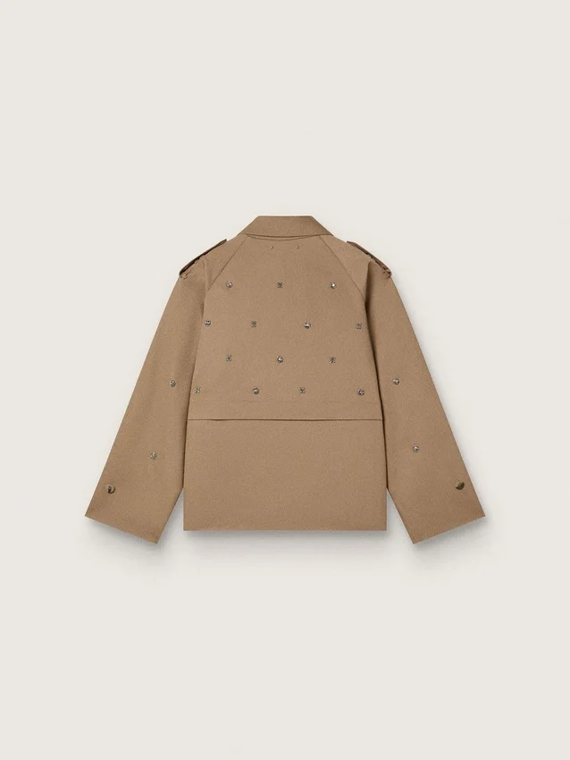Trench oversize para mujer con cristales