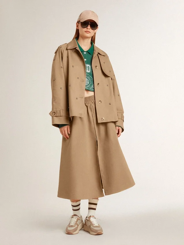 Trench oversize para mujer con cristales