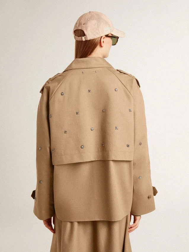 Trench oversize para mujer con cristales