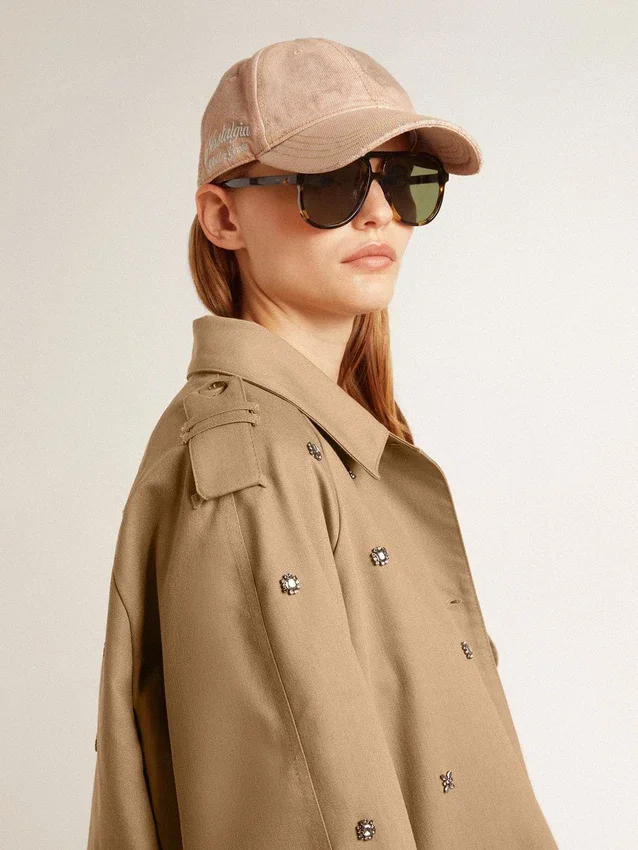 Trench oversize para mujer con cristales
