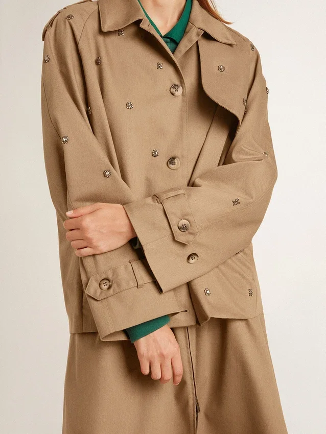 Trench oversize para mujer con cristales