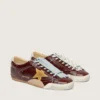 True-Star para mujer en naplak color burdeos con estrella de gamuza y lengüeta del talón de napa plateada