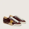 True-Star para mujer en naplak color burdeos con estrella de gamuza y lengüeta del talón de napa plateada