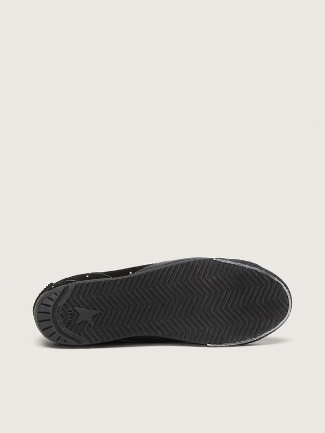 True-Star para hombre en gamuza negra con cristales Swarovski y estrella de cuero negro