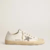 V-Star en cuero blanco con una estrella con purpurina platino