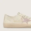V-Star en piel napa beige con estrella de gamuza rosa antiguo