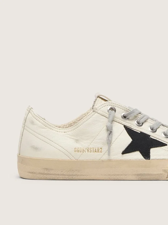 V-Star en piel napa con estrella de nubuck negro