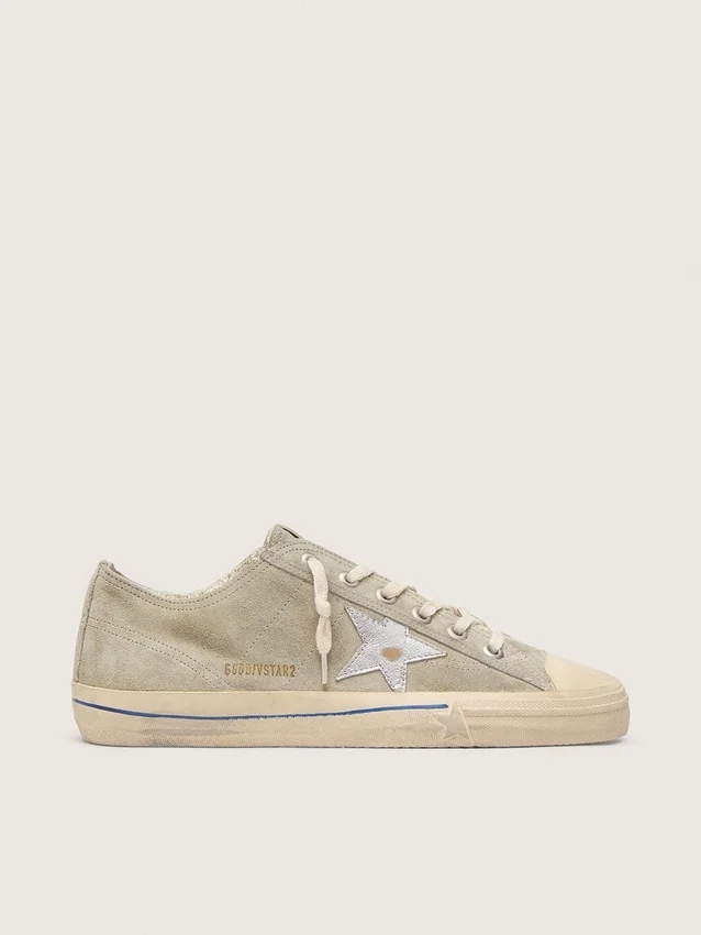 V-Star para hombre en gamuza gris paloma con estrella de cuero metalizado plateado