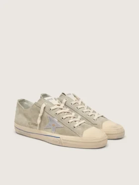 V-Star para hombre en gamuza gris paloma con estrella de cuero metalizado plateado