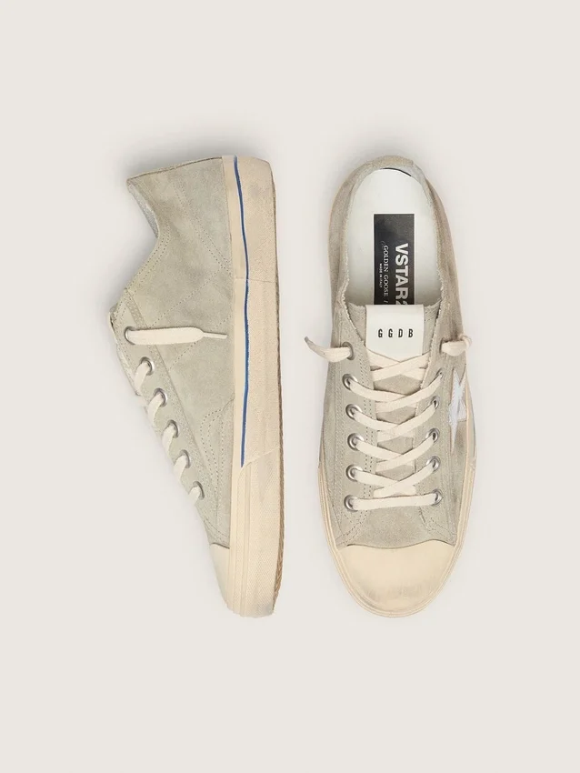 V-Star para hombre en gamuza gris paloma con estrella de cuero metalizado plateado