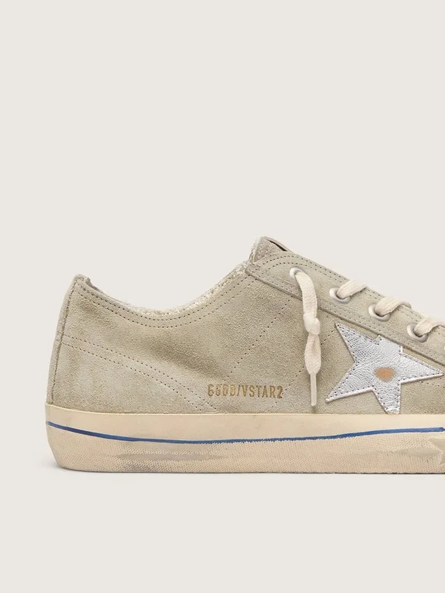 V-Star para hombre en gamuza gris paloma con estrella de cuero metalizado plateado