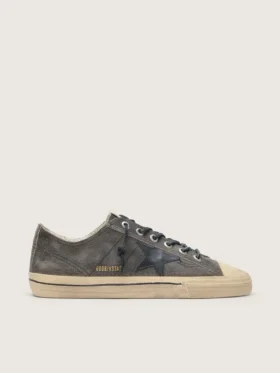 V-Star para hombre en gamuza negra con estrella de cuero negro