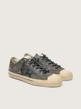 V-Star para hombre en gamuza negra con estrella de cuero negro