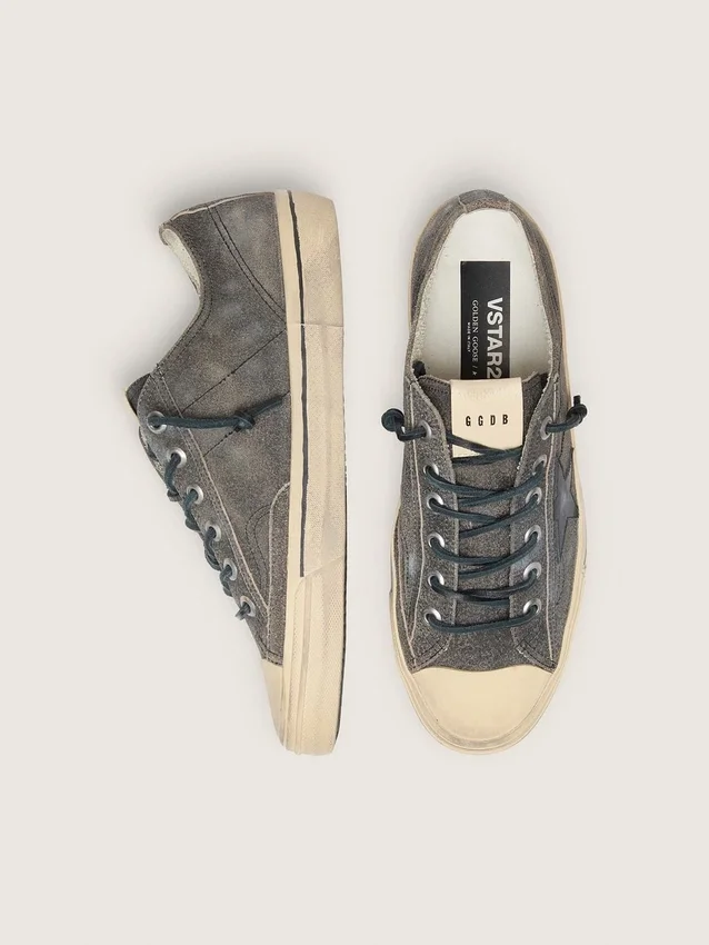V-Star para hombre en gamuza negra con estrella de cuero negro
