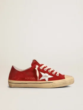 V-Star para hombre en gamuza rojo oscuro con estrella plateada y lengüeta en el talón