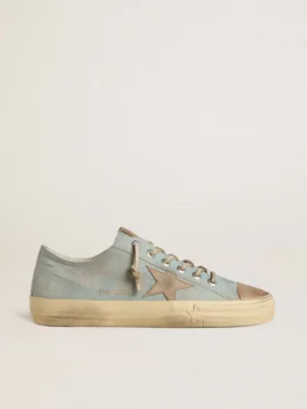 V-Star para hombre en lona azul claro con estrella de cuero gris paloma