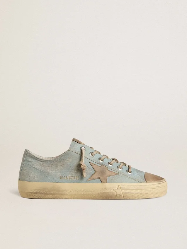 V-Star para hombre en lona azul claro con estrella de cuero gris paloma