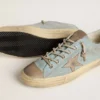 V-Star para hombre en lona azul claro con estrella de cuero gris paloma