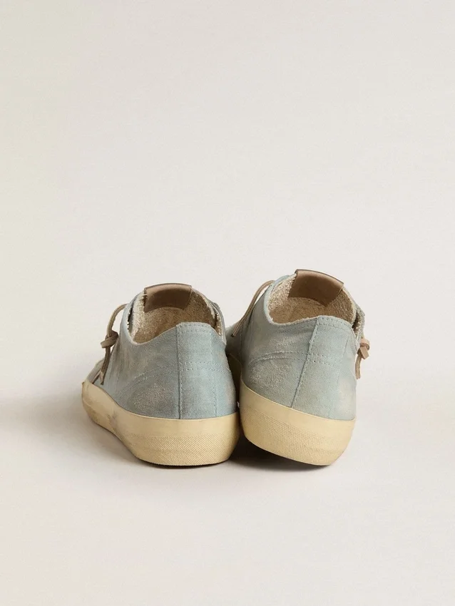 V-Star para hombre en lona azul claro con estrella de cuero gris paloma