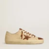 V-Star para hombre en lona color crema con estrella de cuero color tabaco
