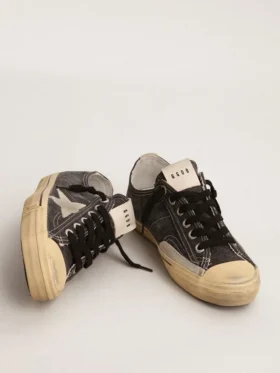 V-Star para hombre en lona negra con estrella y talón en gris hielo