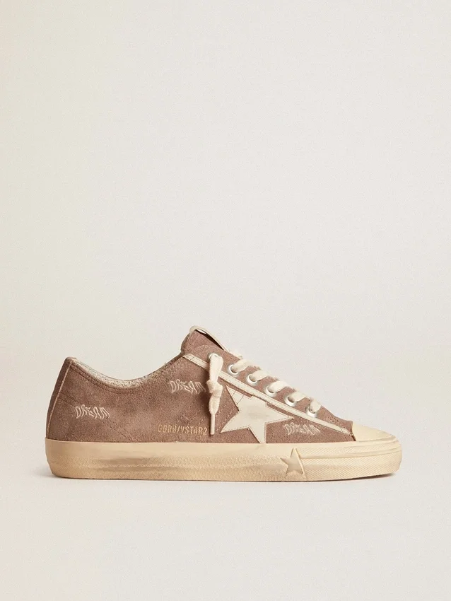V-Star para mujer en gamuza gris paloma con estrella de cuero gris claro