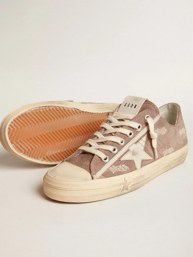 V-Star para mujer en gamuza gris paloma con estrella de cuero gris claro