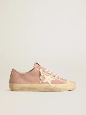 V-Star para mujer en gamuza rosa con estrella de cuero color crema