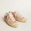 V-Star para mujer en gamuza rosa con estrella de cuero color crema
