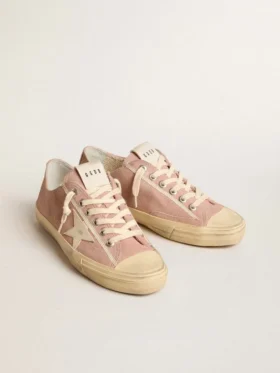 V-Star para mujer en gamuza rosa con estrella de cuero color crema