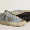 V-Star para mujer en lona azul claro con estrella de cuero gris paloma