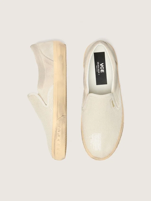 VCE Penstar para hombre en gamuza beige y lentejuelas color perla