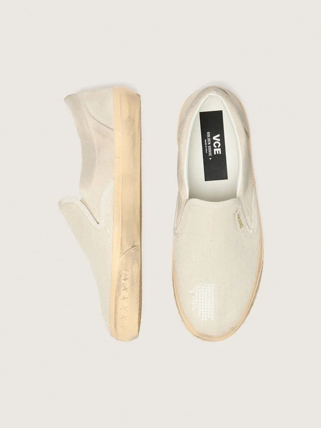 VCE Penstar para mujer en gamuza beige y lentejuelas color perla