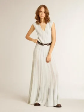 Vestido azul bebé para mujer con diseño de rayas verticales
