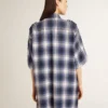 Vestido camisero corto para mujer con estampado de tablero de ajedrez en 3D y bordados
