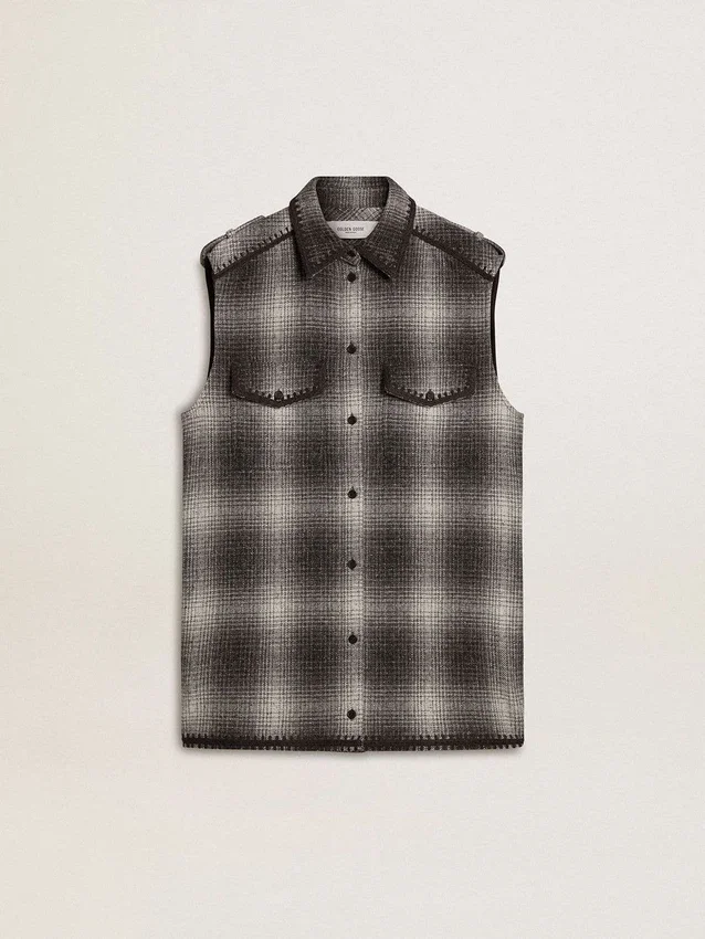 Vestido camisero de mezcla de lana gris oscuro para mujer