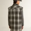 Vestido camisero de mezcla de lana gris oscuro para mujer
