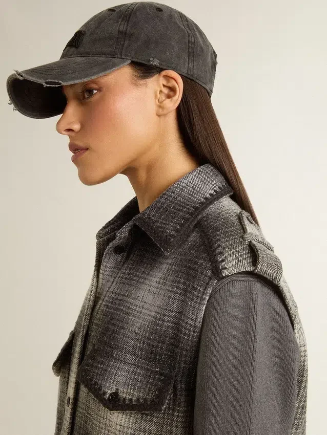 Vestido camisero de mezcla de lana gris oscuro para mujer