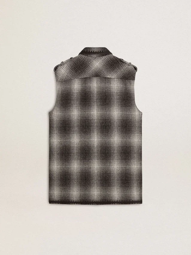 Vestido camisero de mezcla de lana gris oscuro para mujer